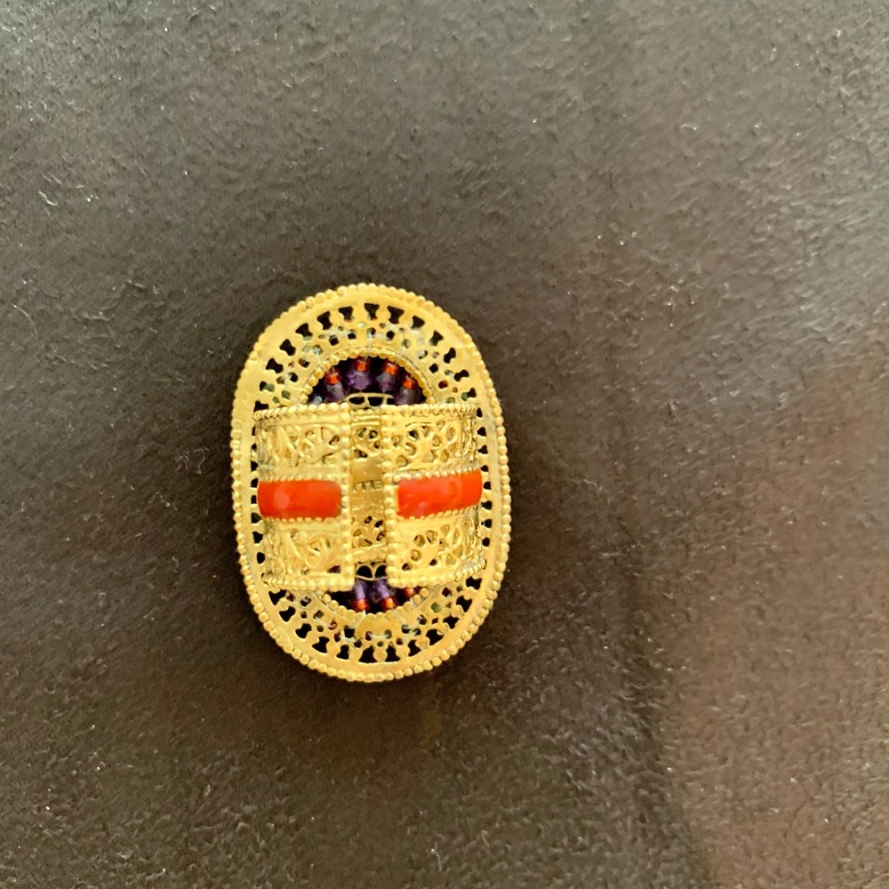 Gold Multi-Colored Beaded Statement Ring - image 2